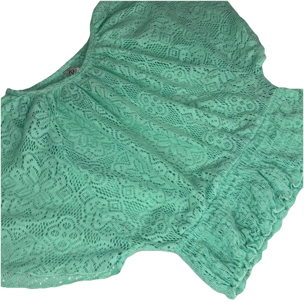Girls Knitworks Mint Green Lace Butterfly Sleeve Crop Top Size M 7/8